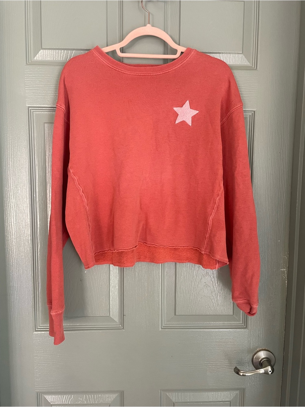 Anthropologie Sundry Coral Star Pullover Sweatshirt - Women